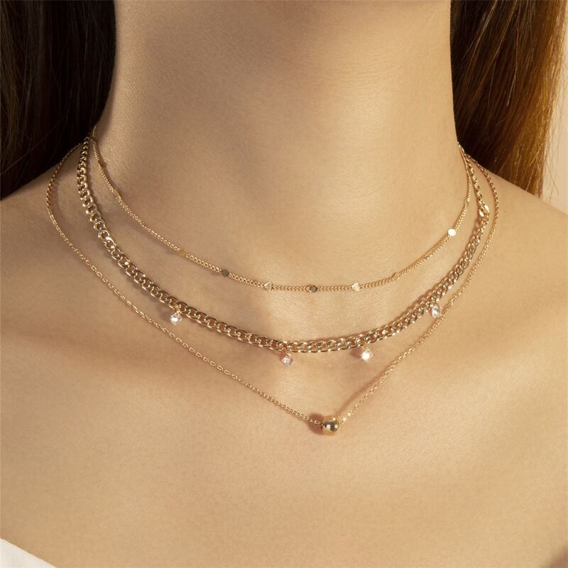 

Ball Charm Layered Necklace, Gold