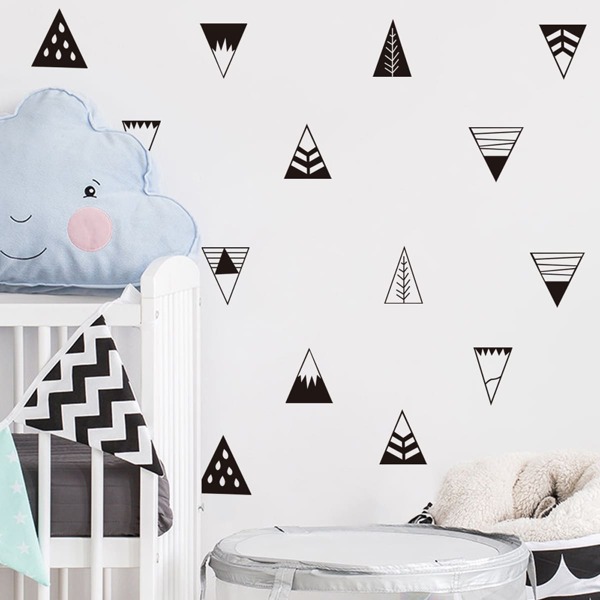 

Kids Triangle Print Wall Sticker, Black