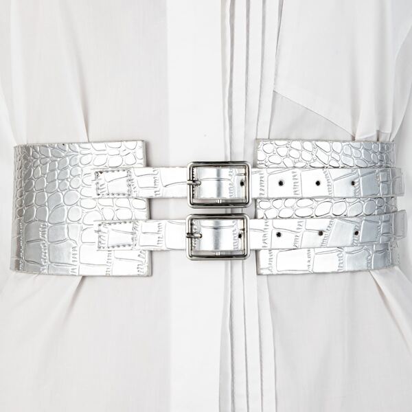 

Double Buckle Belt, Silver