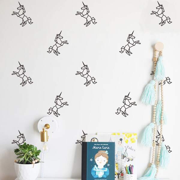 

Kids Unicorn Print Wall Sticker, Black