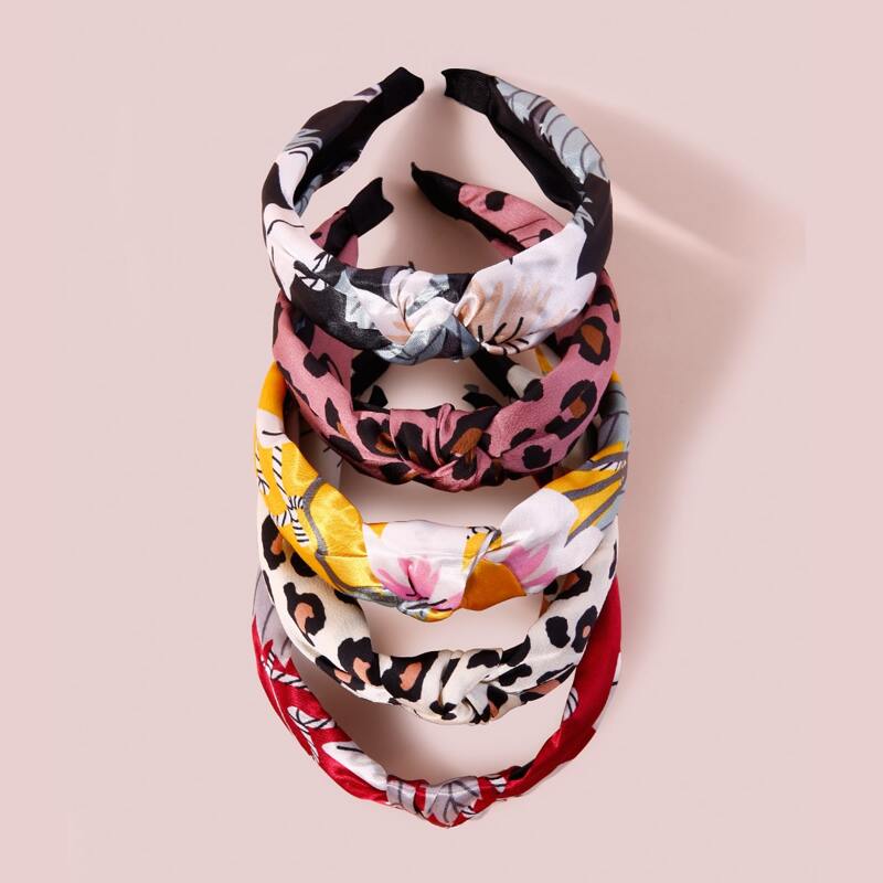 

5pcs Leopard Pattern Hair Hoop, Multicolor