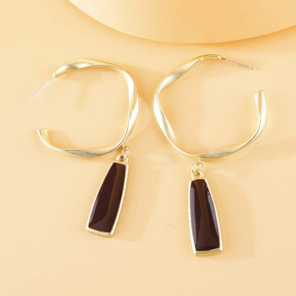 

Textured Circle Decor Geo Drop Earrings, Multicolor