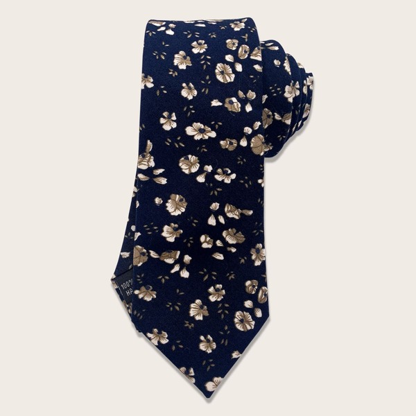 

Men Floral Pattern Tie, Blue