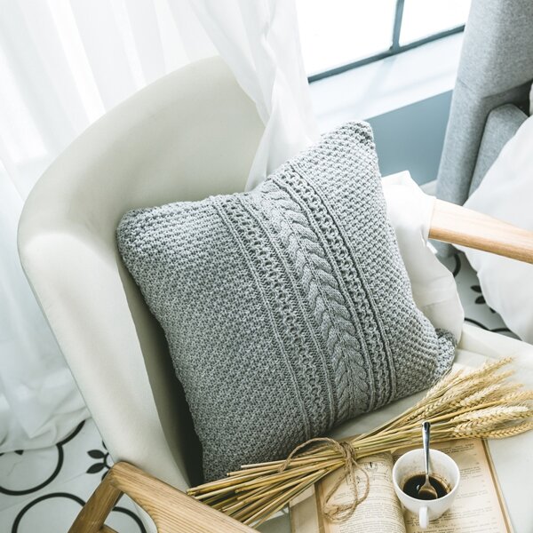 

Knitted Cushion Cover Without Filler, Grey