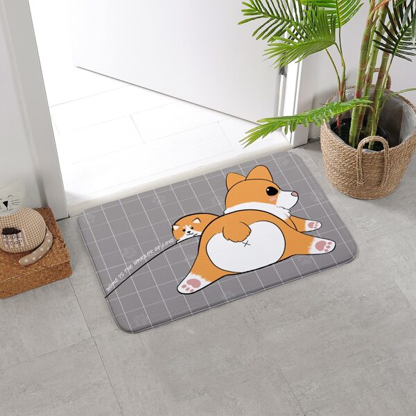 

Cartoon Dog Print Floor Mat, Multicolor
