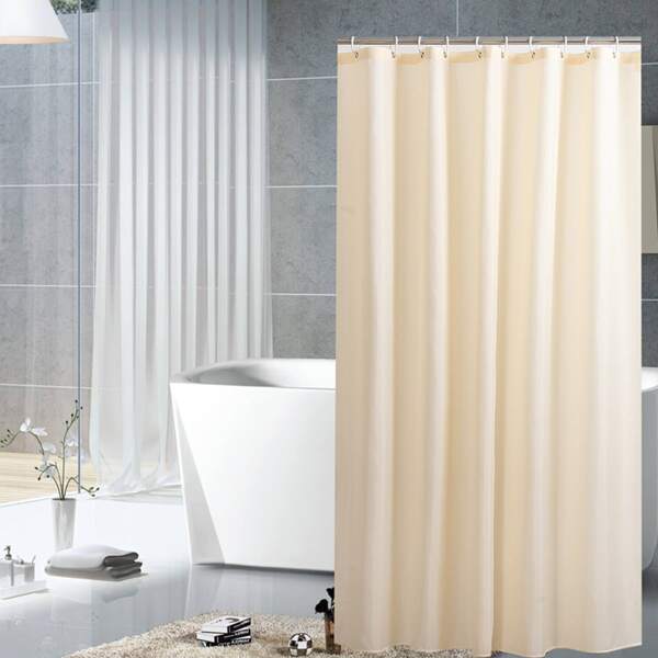 

Plain Shower Curtain With 12hooks, Beige
