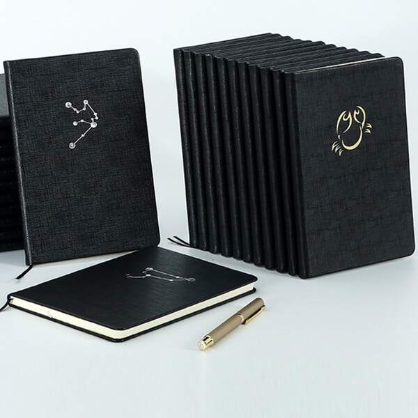 

1pack Constellation Print Random Notebook, Black