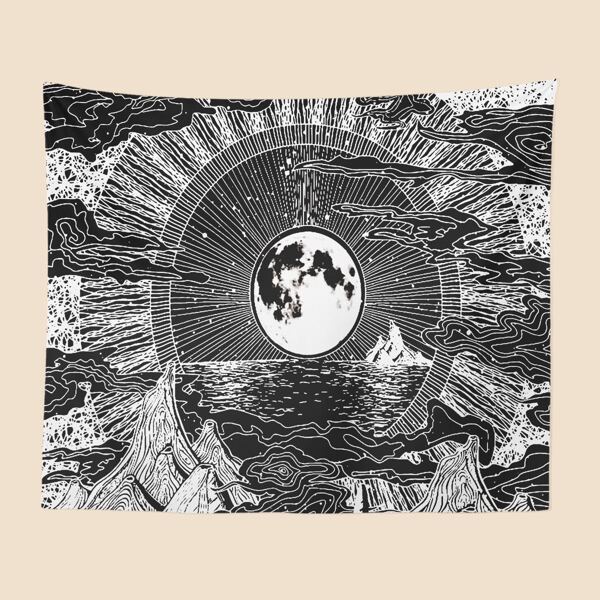 

Moon Print Tapestry, Black and white