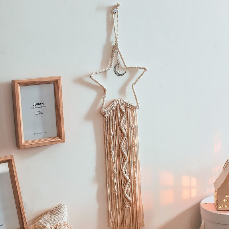 

1pc Tassel Pendant Star Shaped Wall Decor, Beige