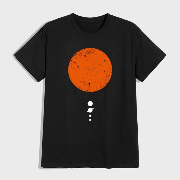 

Men Graphic Print Round Neck Tee, Black