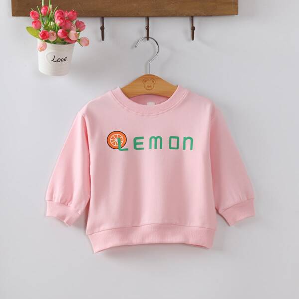 

Toddler Girls Lemon Print Sweatshirt, Baby pink