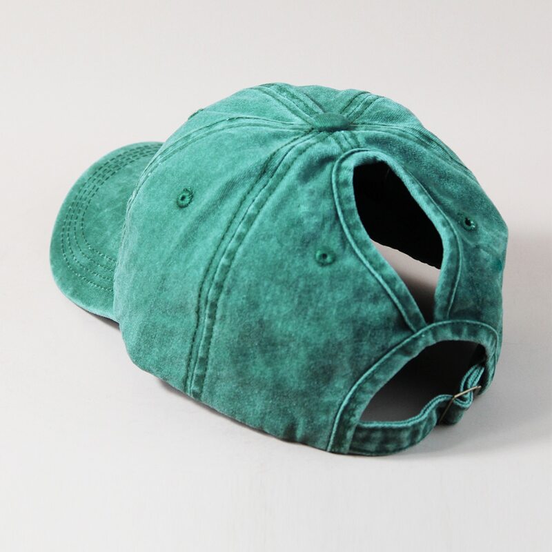 

Adjustable Ponytail Washed Baseball Cap, Green