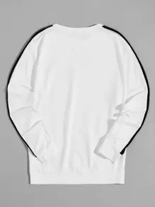 Manfinity VCAY 男士棉貼布細節拼接面套頭衫 - 白色 - 查看 2