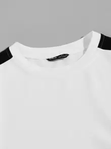 Manfinity VCAY 男士棉貼布細節拼接面套頭衫 - 白色 - 查看 3