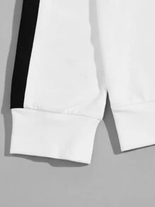 Manfinity VCAY 男士棉貼布細節拼接面套頭衫 - 白色 - 查看 4