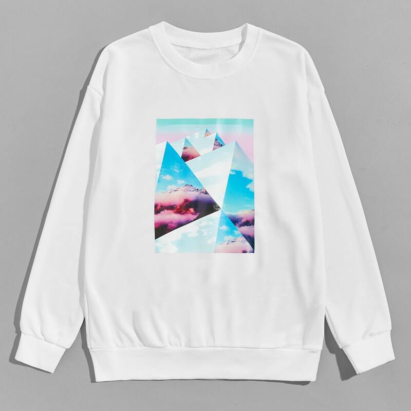 

Guys Geo Print Sweatshirt, White