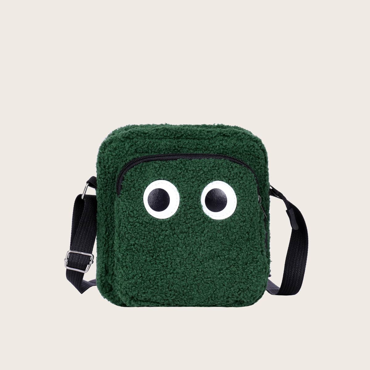 

Cartoon fluffy Crossbody Bag, Green