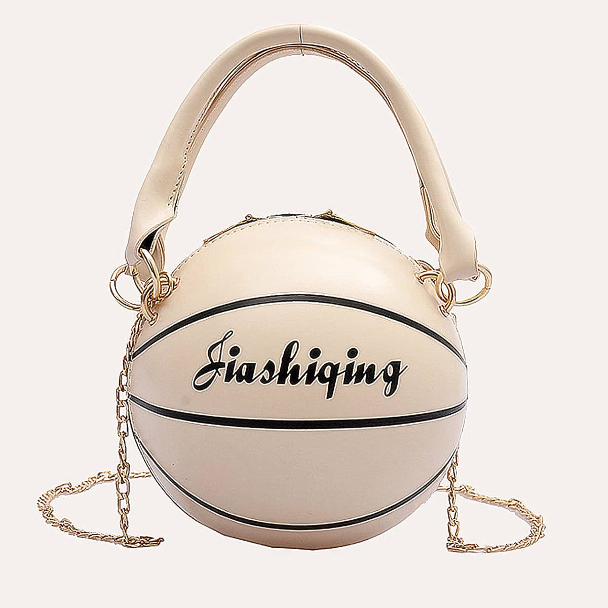 

Letter Graphic Ball Satchel Bag, White