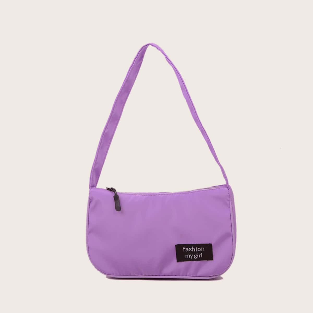 

Letter Patched Baguette Bag, Purple