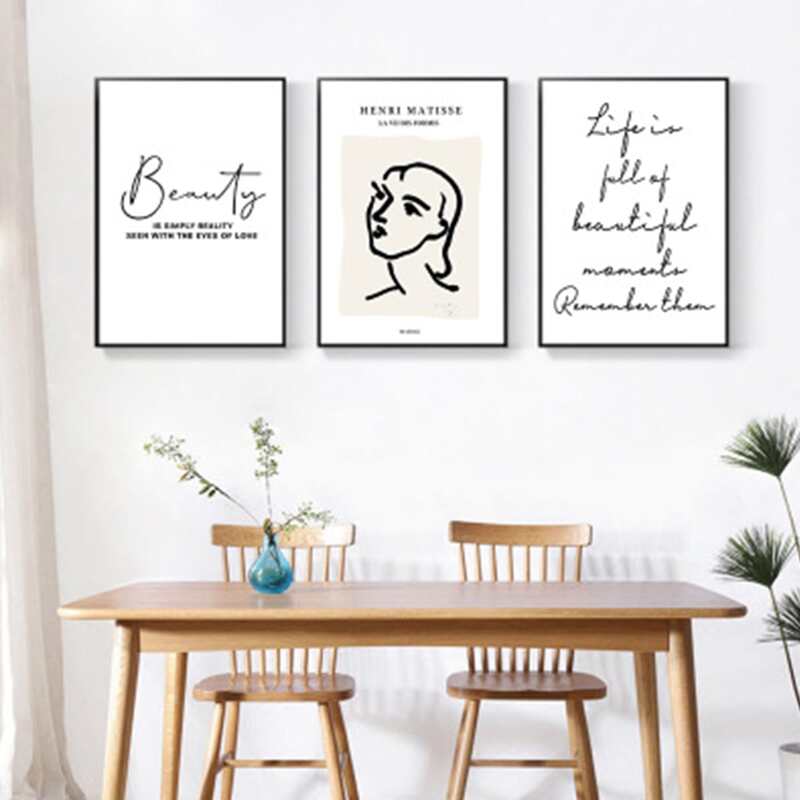 

1pc Slogan & Figure Wall Painting, Black and white