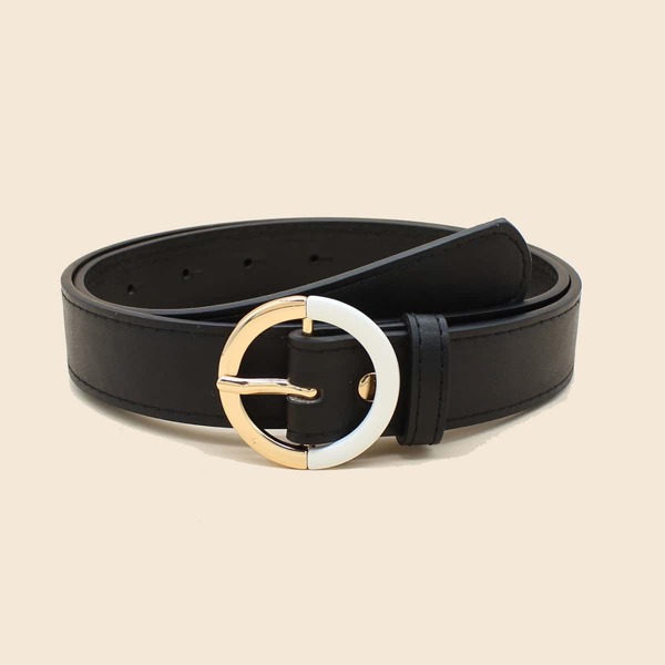 

Round Buckle Belt, Black
