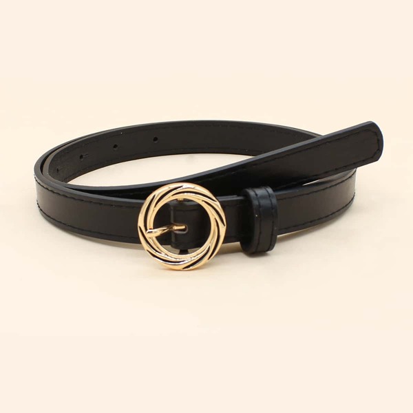 

Round Buckle Belt, Black