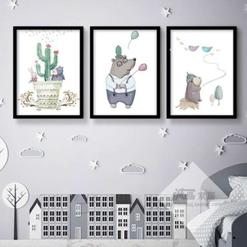 

1pc Cartoon Animal Wall Art, Multicolor