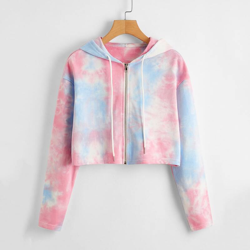 

Tie Dye Zipper Hooded Sweatshirt, Multicolor