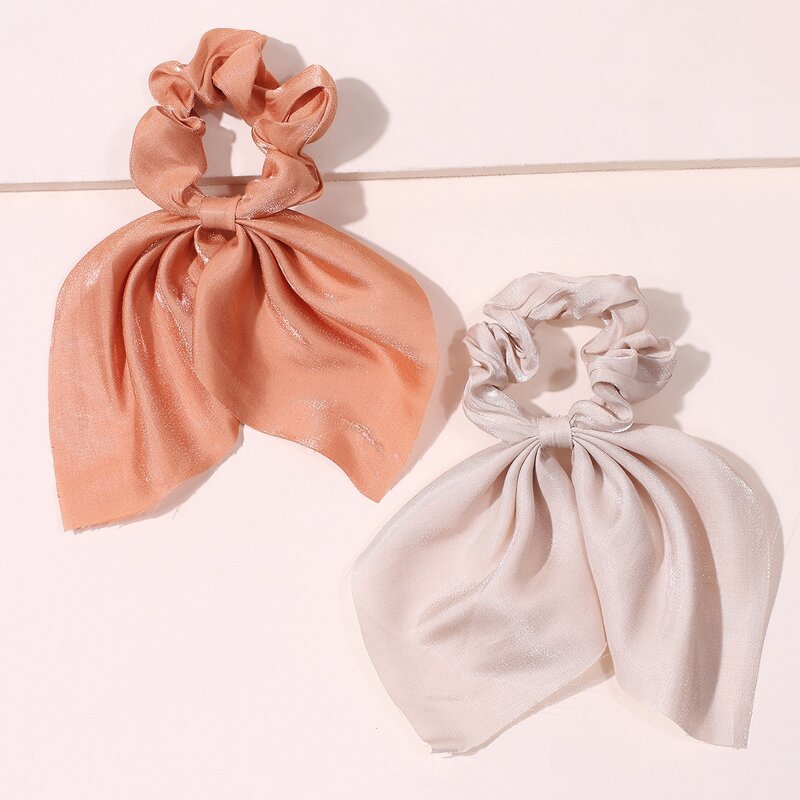 

2pcs Solid Scrunchie Scarf, Multicolor