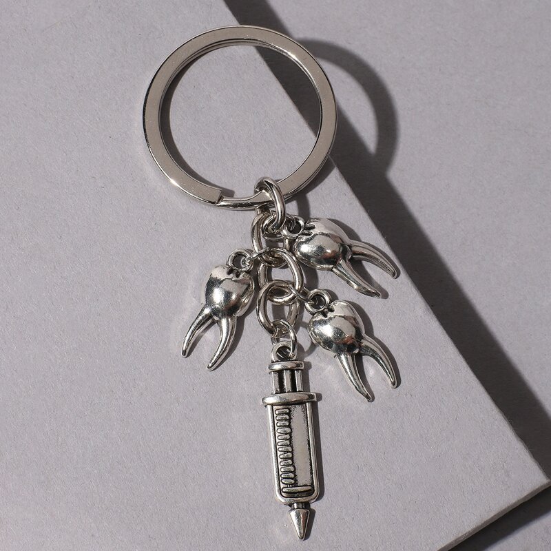 

1pc Tooth Keychain, Silver