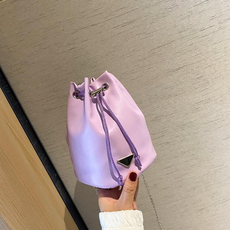 

Bucket Chain Bag With Drawstring, Lilac purple