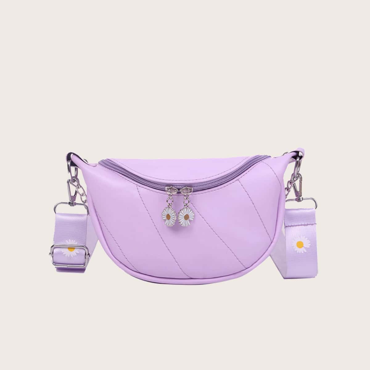 

Daisy Strap Zip Front Crossbody Bag, Lilac purple