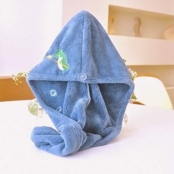 

Cartoon Embroidery Hair Drying Cap, Navy blue