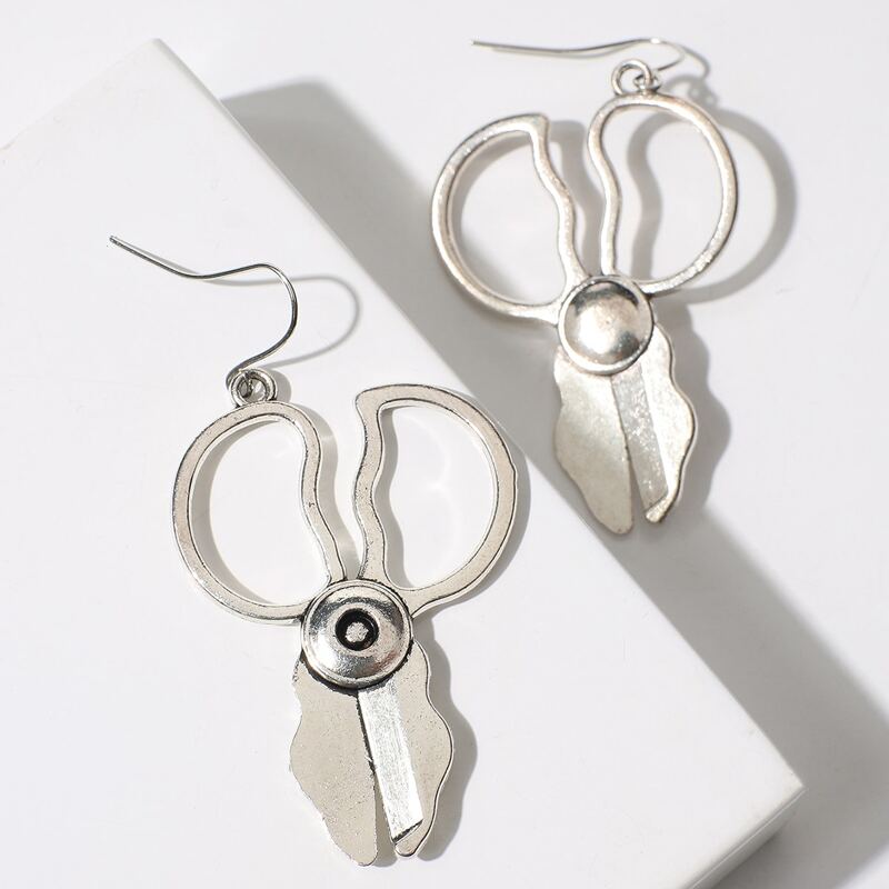 

Scissors Drop Earrings, Silver