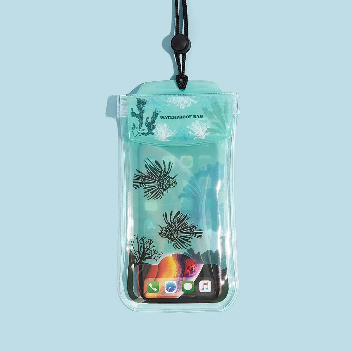 

Underwater World Print Waterproof pouch Bag, Mint green