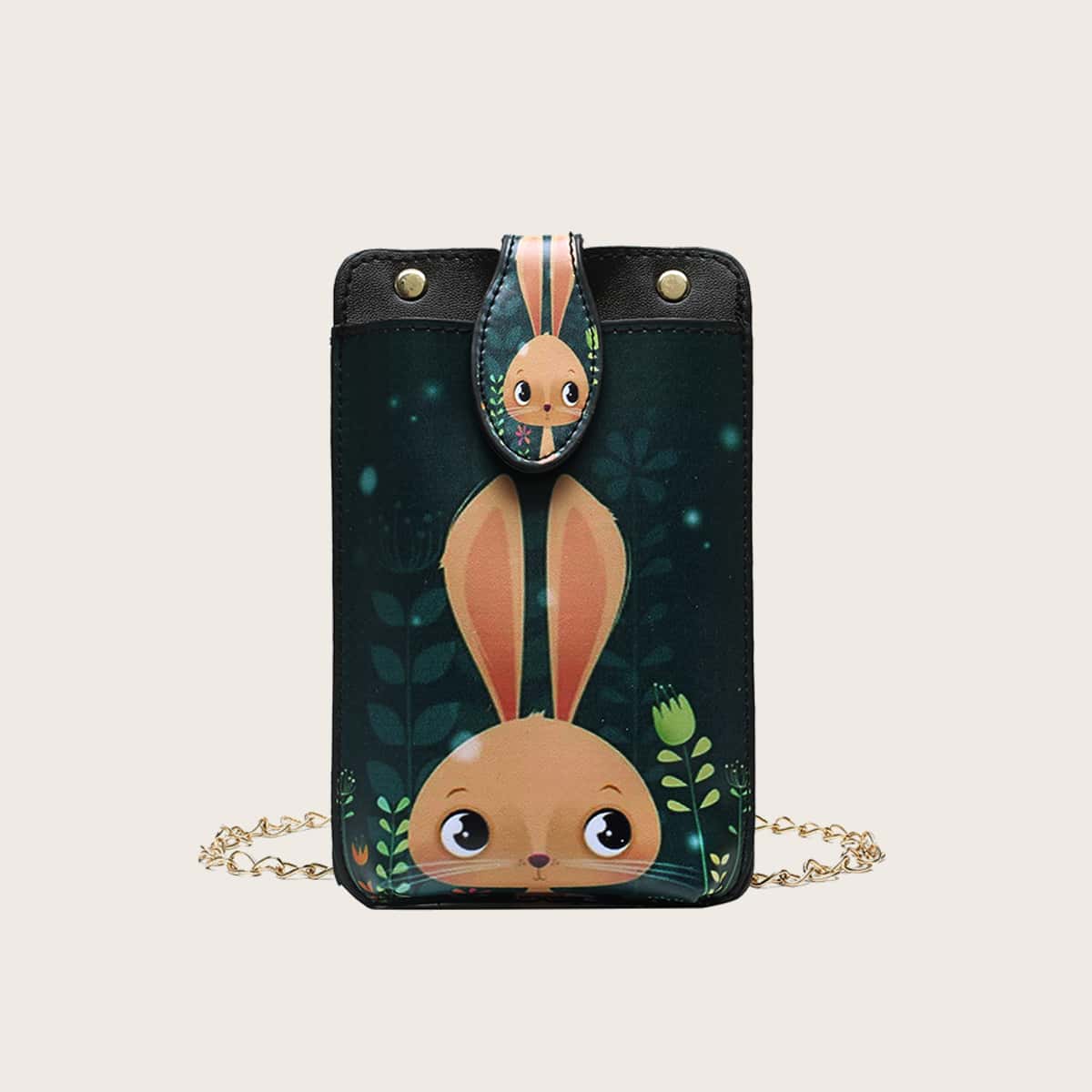 

Cartoon Rabbit Crossbody Phone Bag, Dark green