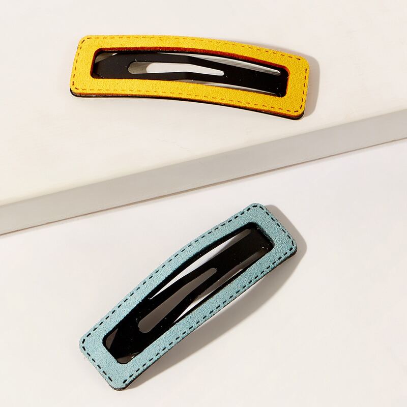 

2pcs Rectangle Hair Clip, Multicolor