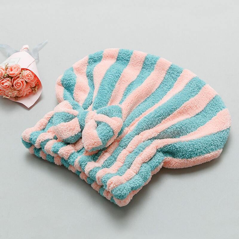 

1pc Striped Drying Shower Cap, Multicolor