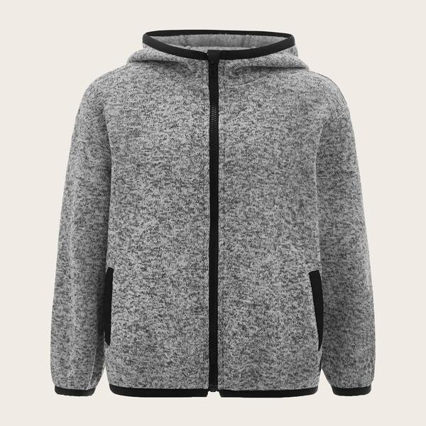 

Boys Zipper Front Contrast Binding Jacket, Grey