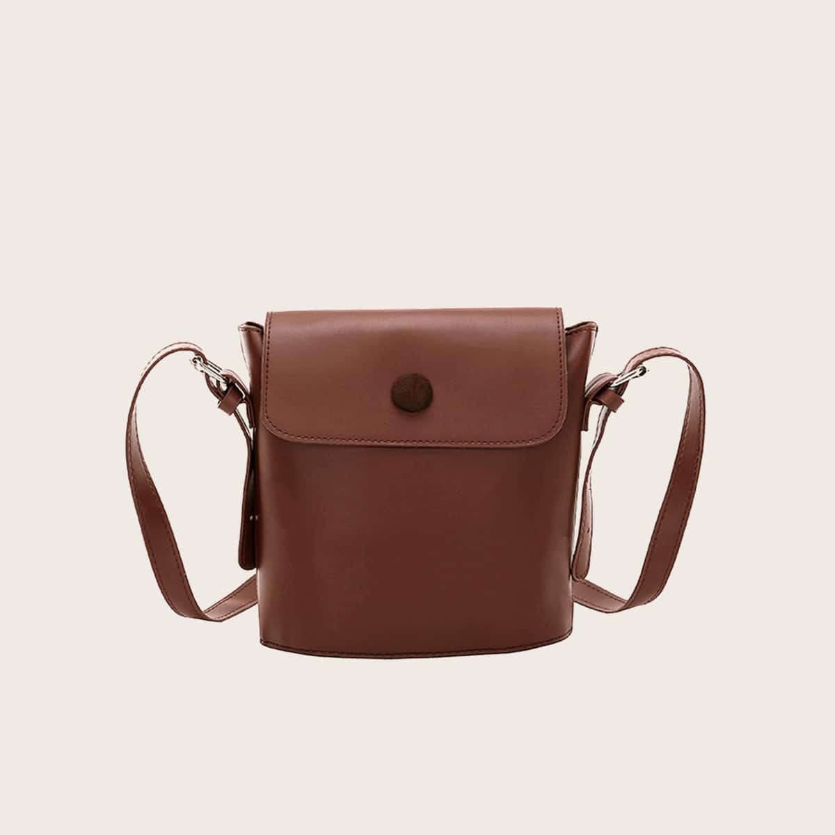 

Solid Flap Crossbody Bag, Coffee brown