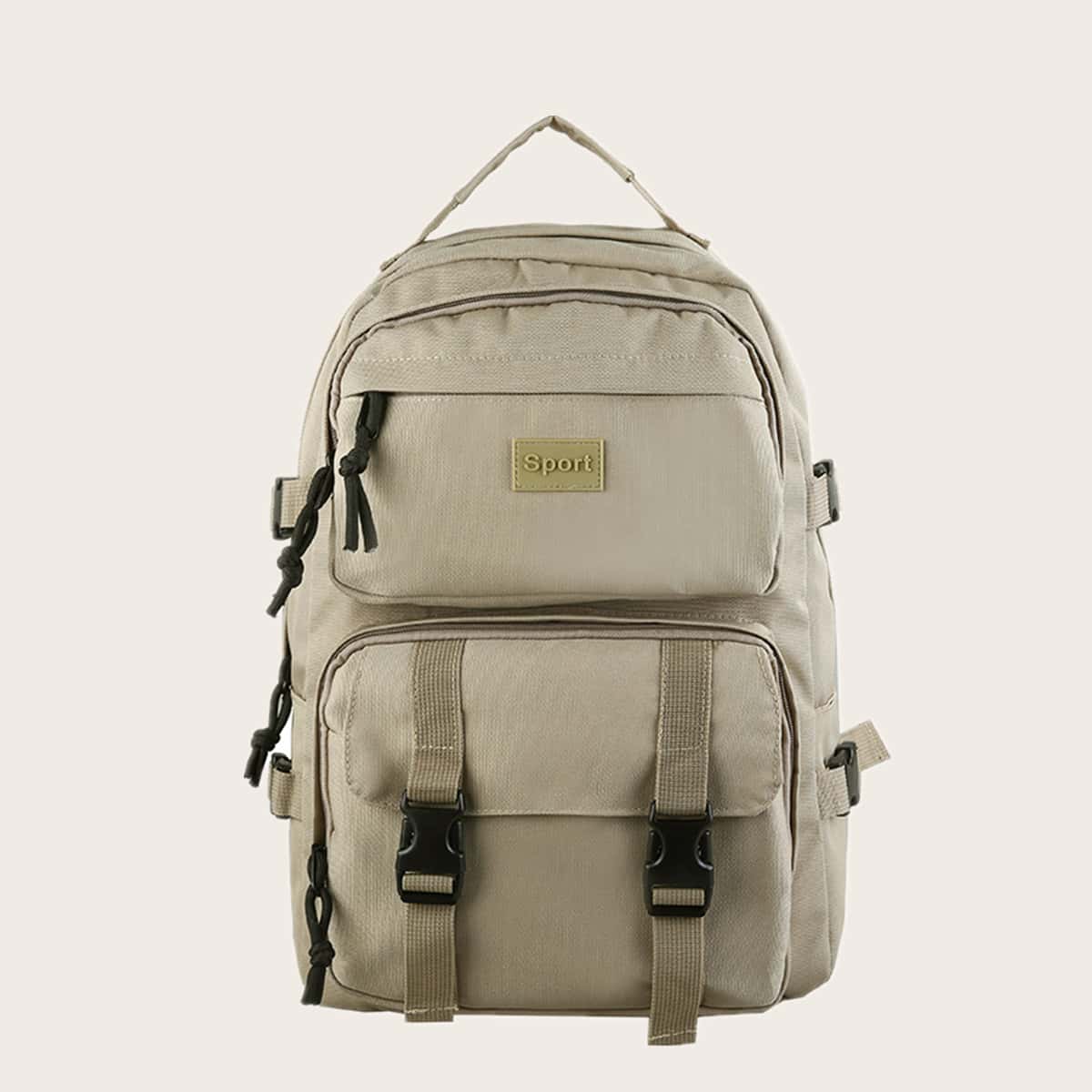 

Guys Release Buckle Decor Large Capacity Backpack, Khaki