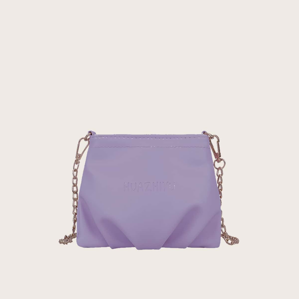 

Ruched Chain Crossbody Bag, Pastel lilac purple