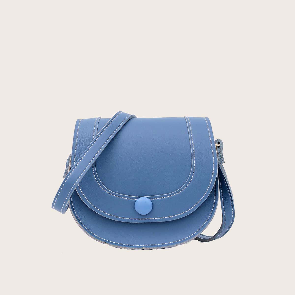 

Solid Flap Saddle Bag, Blue