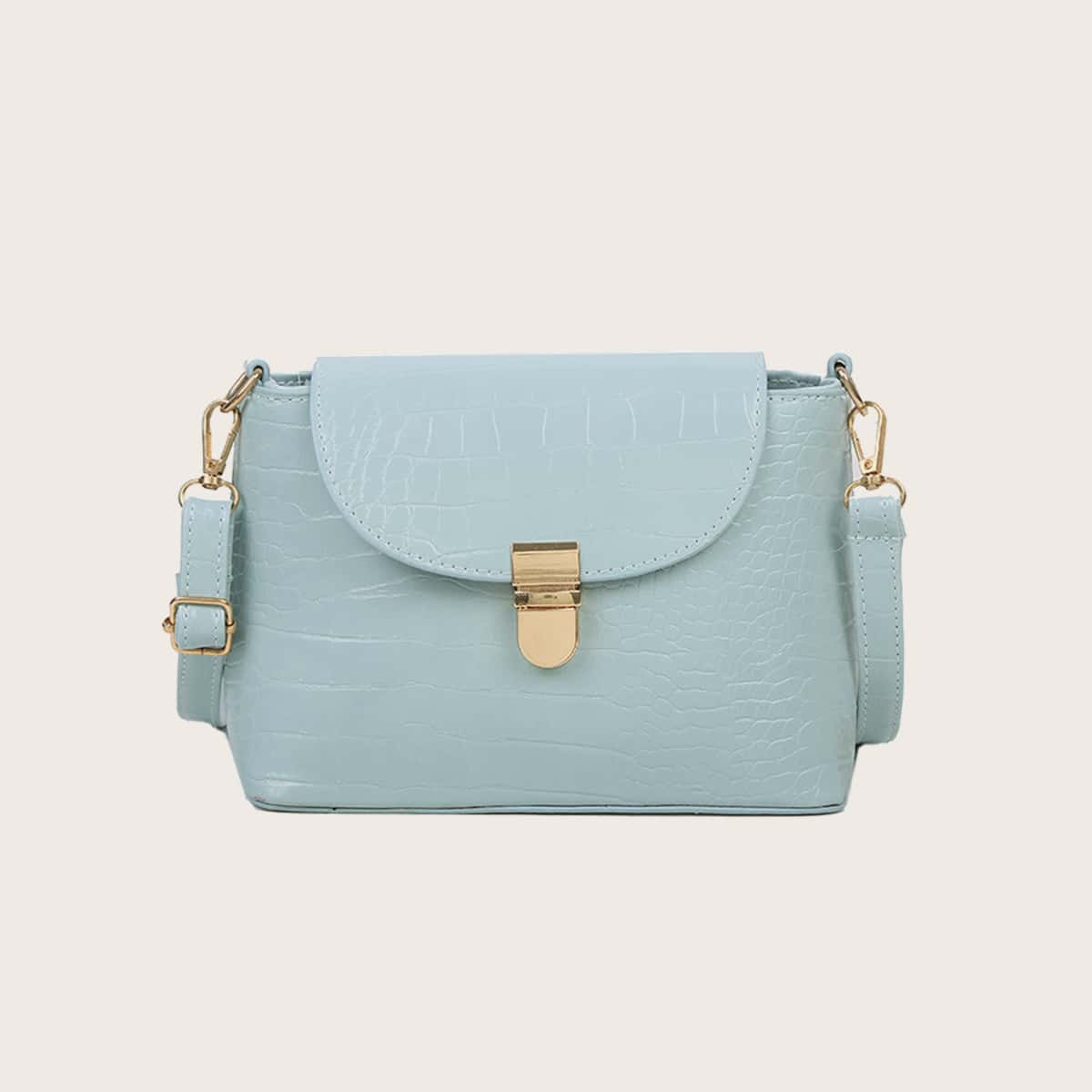 

Croc Embossed Crossbody Bag, Pastel baby blue