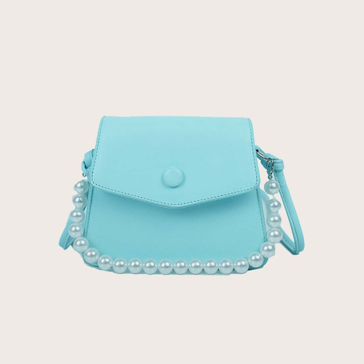 

Solid Faux Pearl Satchel Bag, Pastel mint blue