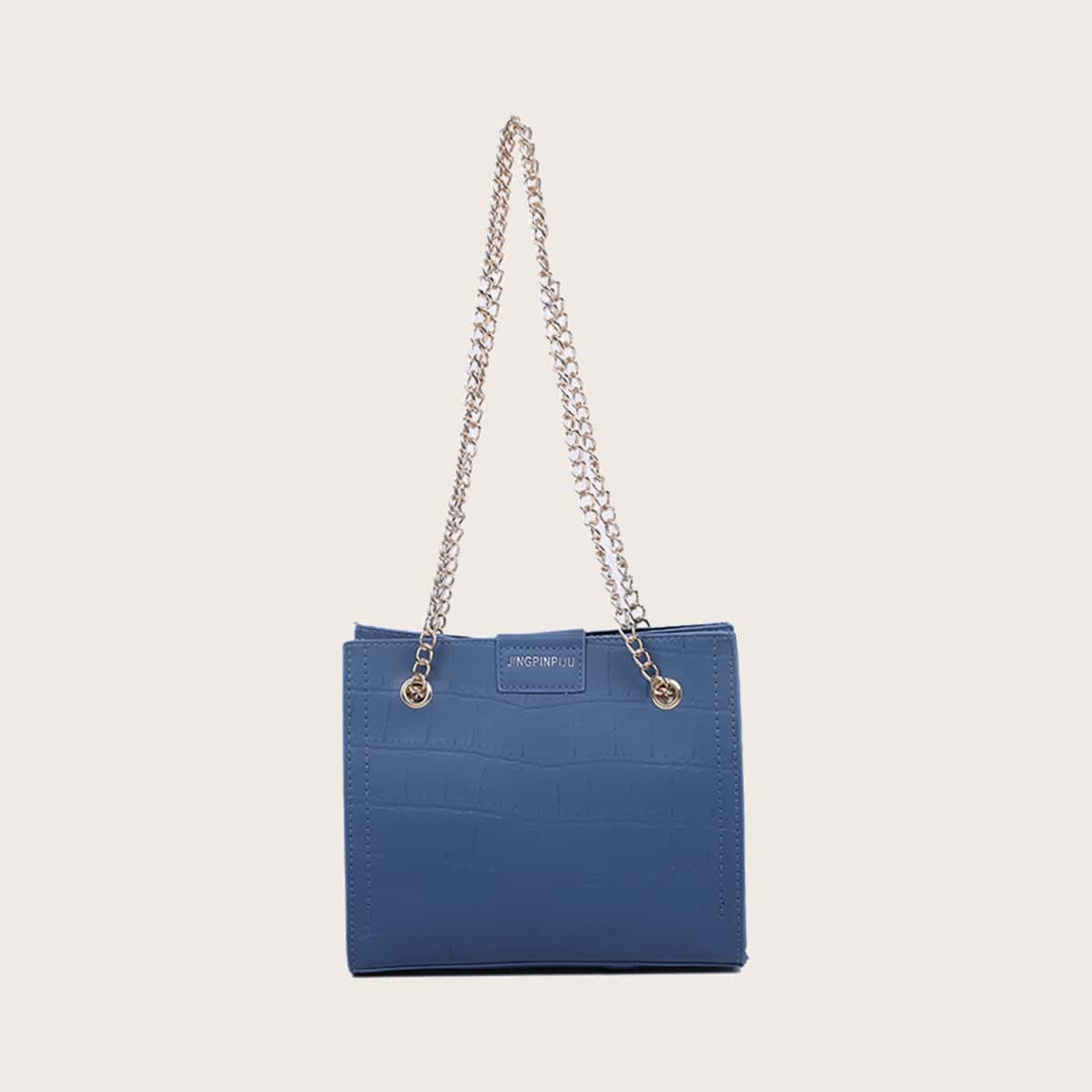 

Croc Embossed Chain Crossbody Bag, Dusty blue