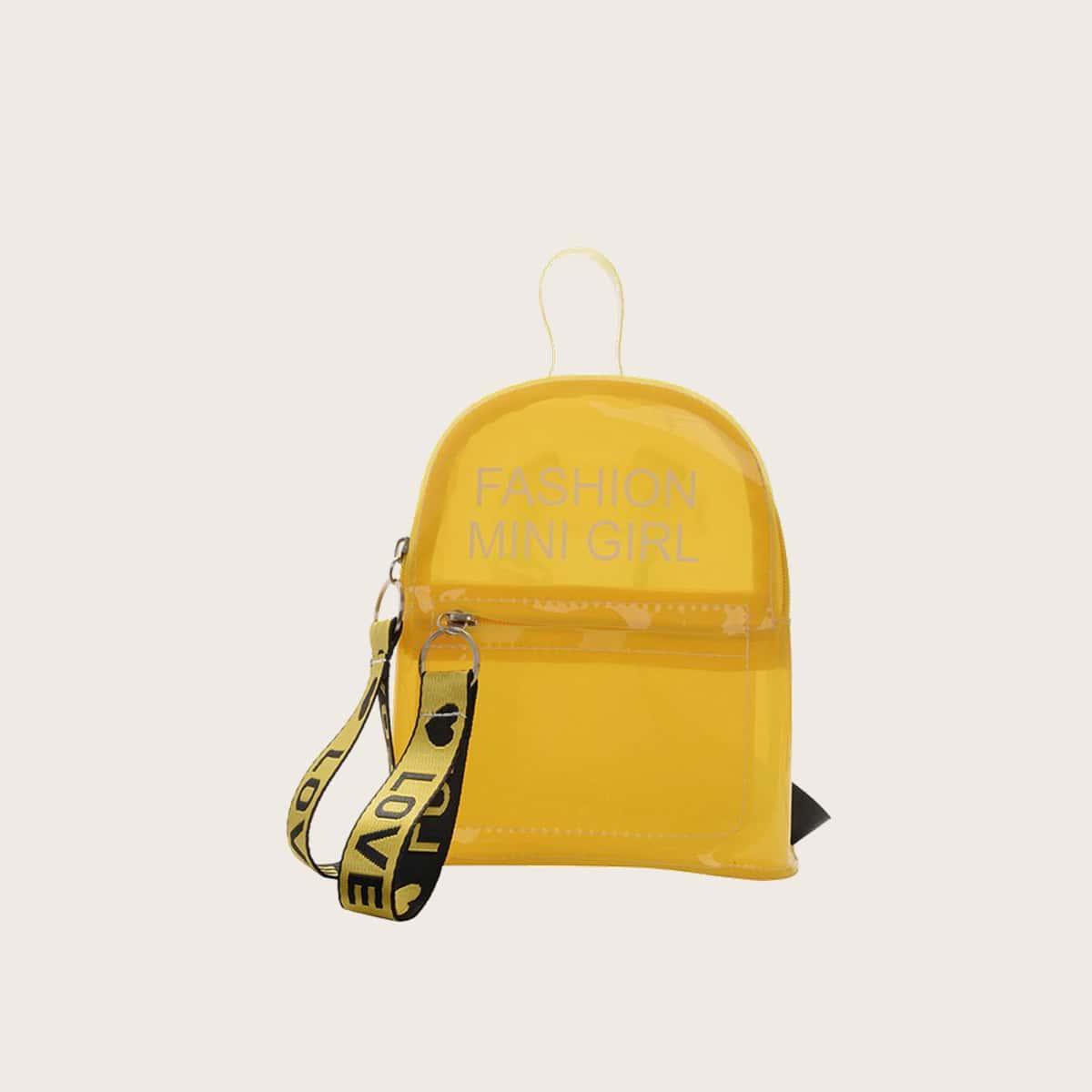 

Letter Graphic Clear Backpack, Yellow clear