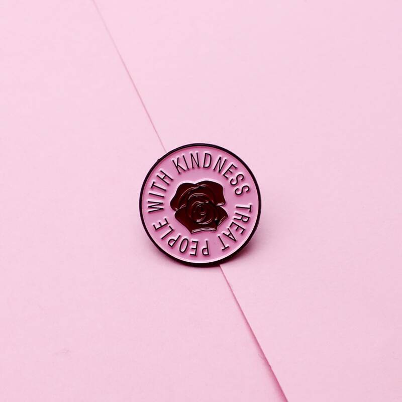 

Rose Pattern Round Brooch, Watermelon pink