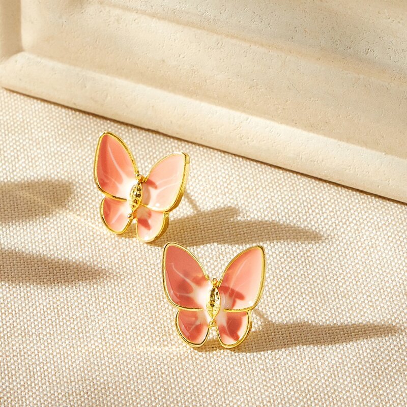 Butterfly Stud Earrings, Pink