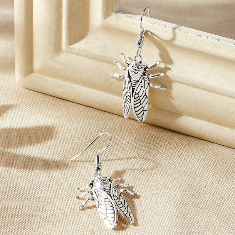 

Cicada Drop Earrings, Silver